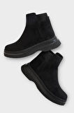 Yandan Lastikli Günlük Kadın Süet Bot SİYAH