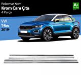 S-Dizayn VW T-Roc Krom Cam Çıtası 4 Prç. 2019-2021