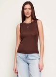 Guess Kayık Yaka Düz Kahve Kadın T-Shirt W5RP16KCNH2-G1EA