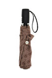 Kadın Monogram Desenli Katlanabilir Şemsiye - Kahverengi | undefined
