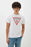 Erkek Guess SS BSC Önde Üçgen Logolu T-Shirt - Beyaz | S