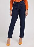 Guess Yüksek Bel Düz Paça Relaxed Koyu Lacivert Kadın Denim Pantolon W2YA21D4NH4AUDA