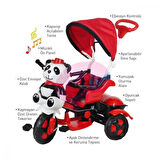 Babyhope Little Panda Kontrollü Bisiklet Kırmızı Siyah