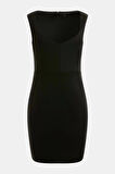 Guess Kadın Scuba Bodycon Kalp Yaka Siyah Elbise
