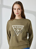 Guess Bisiklet Yaka Yeşil Kadın Sweatshırt W3YQ01KB683G8K2
