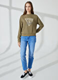 Guess Bisiklet Yaka Yeşil Kadın Sweatshırt W3YQ01KB683G8K2