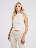 Guess Kadın Lise 4G Logolu Slim Fit Bej Triko