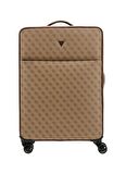 Guess Kahve - Bej Unisex 26x68x43 cm Çekçekli Kumaş Valiz VEZZOLA MEDIUM SPINNER