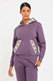 Guess Şerit Logolu Sweatshirt Mor