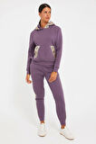 Guess Şerit Logolu Sweatshirt Mor