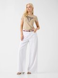 Guess Kısa Kollu Bisiklet Yaka Yılan Desenli Üçgen Kadın Bej T-shirt W6YI31K4350-A117