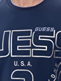 Erkek Guess Üçgen Desenli T-Shirt / Mavi  | L