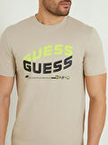 Erkek Guess Önde Logo T-Shirt  Bej / Siyah  | S