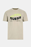 Erkek Guess Önde Logo T-Shirt  Bej / Siyah  | S