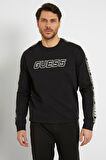 Erkek ARLO CN Kolları Şeritli Önde Logo Sweatshirt - Siyah  | XL