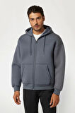 Guess Erkek  Sırtta  Logolu Fermuarlı Sweatshirt