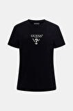 Kadın COLETTE Önü Logolu Stretch T-Shirt - Siyah  | S