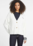 Guess Jeans Beyaz Kadın Hırka GJ LS VN GUESS J EMB - ORGANIC COTT