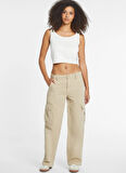 Guess Jeans Yuvarlak Yaka Düz Beyaz Kadın Bluz GJ SCOOP GUESS J EMB - REC POLY CHE
