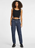 Guess Jeans Yuvarlak Yaka Düz Siyah Kadın Bluz GJ SCOOP GUESS J EMB - REC POLY CHE