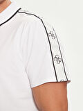 Guess Erkek Beyaz Quattro G Şeritli Polo Tişört