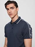 Guess Erkek Mavi Quattro G Şeritli Polo Tişört