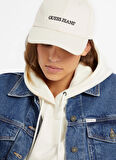 Guess Jeans Krem Kadın Şapka GJ 3D EMBRO BASEBALL - ORG CANVAS C