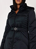 Guess Siyah Kadın Mont NEW OLGA LONG REAL D - RECYCLE SLEE
