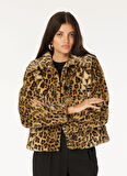 Çok Renkli Kadın Normal Kalıp Desenli Palto CECILE PRINT LEOPARD - POLY PRINT L
