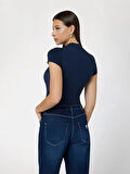 Guess Mock Kadın Mavi Slim Fit T-Shirt W4BI26J1314-G77G