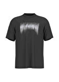 Z5RI11I3Z14JBLK MOONDARL CN T-SHIRT Siyah Yuvarlak Yaka Box Fit Desenli Erkek T-Shirt