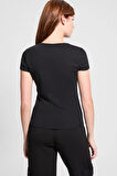 Guess Kadın Siyah Logolu T-Shirt