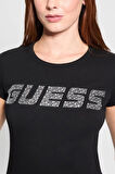 Guess Kadın Siyah Logolu T-Shirt
