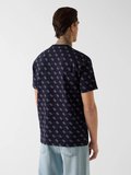 Guess Bisiklet Yaka Kısa Kollu Jakarlı 4G Örme Erkek Lacivert T-shirt M6GP34K3200-FBDB