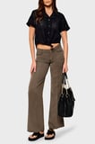 Guess Sexy Wide Leg Fit Geniş Paça Palazzo Pantolon W4GA96WDP85 Bayan PANTOLON W4GA96 WDP85 G1EC VİZON