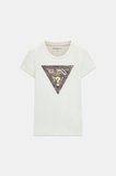 Guess Kısa Kollu Bisiklet Yaka Yılan Desenli Üçgen Kadın Beyaz T-shirt W6YI31K4350-G012