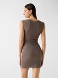Guess Kolsuz Karole Degaje Yaka Mini Kadın Gri Elbise W6YK11K4357-A11Q