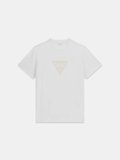 Guess Bisiklet Yaka Kısa Kollu Orta Üçgen HD Baskılı Erkek Beyaz T-shirt M6YI40K4226-G011