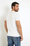 Erkek Guess Nakış İşleme Logolu T-Shirt - Beyaz | L
