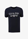Guess Bisiklet Yaka Düz Lacivert Erkek T-Shirt M4GI27J1314G7V2_SS CN GUESS 1981 TR