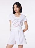 Guess Bisiklet Yaka Beyaz Kadın T-Shirt W4GI29J1314-G011