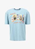 Guess Bisiklet Yaka Baskılı Mavi Erkek T-Shirt M4GI44KC6U1FB3G_SS BSC GUESS POSTCA