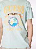 Guess Bisiklet Yaka Baskılı Krem Erkek T-Shirt M4GI57K9RM1F7PD_SS BSC BEACH CLUB T
