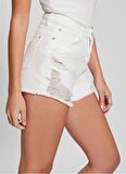 Guess Normal Bel Slim Fit Beyaz Kadın Şort W4GD74D5EN0-F0E1