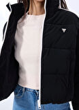 Guess V5RL04WGYC2JBLK JEAN PUFFER JACKET Siyah Desenli Mont