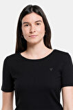 Guess Kadın Siyah Logolu T-Shirt