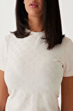 Guess Kadın Beyaz 4G Logolu T-Shirt