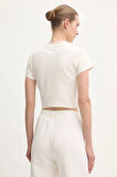 Guess Kadın Krem Logolu Crop