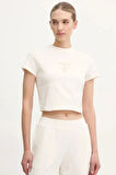 Guess Kadın Krem Logolu Crop