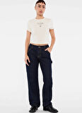 Guess Yüksek Bel Düz Paça Relaxed Lacivert Kadın Denim Pantolon GO ZIP CARPENTER PAN - CO RUFUS RG